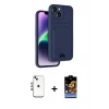 ieg™ iPhone 14 Kılıf Vadi Çizgi Prime - Siyah Buffer Hayalet Cam Ekran Koruyucu + Shine Kamera Lens - GI
