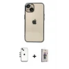 ieg™ iPhone 14 Kılıf Vadi Minimal - Siyah Bilvis 3D Cam Ekran Koruyucu + Shine Kamera Lens - GI
