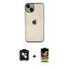 ieg™ iPhone 14 Kılıf Vadi Minimal - Siyah Buffer Cam Ekran Koruyucu + PVD Metal Kamera Lens - GS