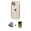 ieg™ iPhone 14 Kılıf Vadi Minimal - Siyah Buffer Cam Ekran Koruyucu + Raze Metal Kamera Lens - SH