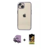 ieg™ iPhone 14 Kılıf Vadi Minimal - Siyah Buffer Cam Ekran Koruyucu + Raze Metal Kamera Lens - SH