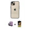 ieg™ iPhone 14 Kılıf Vadi Minimal - Siyah Buffer Cam Ekran Koruyucu + Raze Metal Kamera Lens - SH