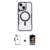 ieg™ iPhone 14 Kılıf Yadigar Klasik Özel Seri - Siyah Buffer Hayalet Cam Ekran Koruyucu + Shine Kamera Lens - SH