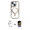 ieg™ iPhone 14 Kılıf Yadigar Klasik Özel Seri - Siyah Buffer Hayalet Cam Ekran Koruyucu + Shine Kamera Lens - SH