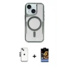 ieg™ iPhone 14 Kılıf Yadigar Klasik Özel Seri - Siyah Buffer Hayalet Cam Ekran Koruyucu + Shine Kamera Lens - SH