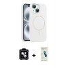 ieg™ iPhone 14 Kılıf Yankı Form Serisi - Şeffaf Pasifik Cam Ekran Koruyucu + PVD Metal Kamera Lens - MI