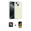 ieg™ iPhone 14 Kılıf Yankı Form Serisi - Siyah Buffer Cam Ekran Koruyucu + PVD Metal Kamera Lens - PE