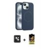 ieg™ iPhone 14 Kılıf Yankı Form Serisi - Siyah Buffer Cam Ekran Koruyucu + PVD Metal Kamera Lens - PE