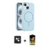 ieg™ iPhone 14 Kılıf Yankı Form Serisi - Siyah Buffer Cam Ekran Koruyucu + PVD Metal Kamera Lens - PE