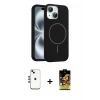 ieg™ iPhone 14 Kılıf Yankı Form Serisi - Siyah Buffer Cam Ekran Koruyucu + Shine Kamera Lens - GD