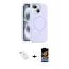 ieg™ iPhone 14 Kılıf Yankı Form Serisi - Siyah Buffer Hayalet Cam Ekran Koruyucu + Diamond Kamera Lens - PE