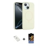 ieg™ iPhone 14 Kılıf Yankı Form Serisi - Siyah Buffer Hayalet Cam Ekran Koruyucu + Diamond Kamera Lens - PE