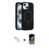 ieg™ iPhone 14 Kılıf Yankı Form Serisi - Siyah Buffer Hayalet Cam Ekran Koruyucu + Diamond Kamera Lens - YL