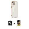 ieg™ iPhone 14 Kılıf Yankı Serisi - Siyah Buffer Cam Ekran Koruyucu + PVD Metal Kamera Lens - TU