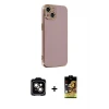 ieg™ iPhone 14 Kılıf Yankı Serisi - Siyah Buffer Cam Ekran Koruyucu + PVD Metal Kamera Lens - TU
