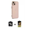 ieg™ iPhone 14 Kılıf Yankı Serisi - Siyah Buffer Cam Ekran Koruyucu + PVD Metal Kamera Lens - TU