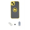 ieg™ iPhone 14 Kılıf Yörünge Çizgi - Siyah Joko Magic 5D Cam + Diamond Kamera Lens - SABE