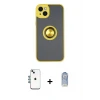 ieg™ iPhone 14 Kılıf Yörünge Çizgi - Siyah Joko Magic 5D Cam + Shine Kamera Lens - MI