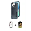 ieg™ iPhone 14 Kılıf Yörünge Işık Serisi - Siyah Buffer Cam Ekran Koruyucu + Shine Kamera Lens - KI