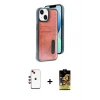 ieg™ iPhone 14 Kılıf Yörünge Işık Serisi - Siyah Buffer Cam Ekran Koruyucu + Shine Kamera Lens - KI