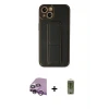 ieg™ iPhone 14 Plus Kılıf Akış Doku - Siyah Joko Magic 5D Hayalet Cam + Raze Metal Kamera Lens - MR