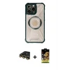 ieg™ iPhone 14 Pro Kılıf Kutup Modern - Siyah Buffer Cam Ekran Koruyucu + Raze Metal Kamera Lens - GD
