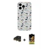 ieg™ iPhone 14 Pro Kılıf Pusula Form - Siyah Buffer Cam Ekran Koruyucu + Raze Metal Kamera Lens - GD
