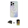 ieg™ iPhone 14 Pro Kılıf Pusula Form - Siyah Buffer Cam Ekran Koruyucu + Raze Metal Kamera Lens - GD