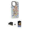 ieg™ iPhone 14 Pro Kılıf Siluet Çizgi Koleksiyonu - Siyah Buffer Hayalet Cam Ekran Koruyucu + Raze Metal Kamera Lens - GD