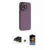 ieg™ iPhone 14 Pro Kılıf Siluet Minimal Özel Seri - Siyah Buffer Hayalet Cam Ekran Koruyucu + Raze Metal Kamera Lens - GD