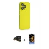 ieg™ iPhone 14 Pro Kılıf Siluet Minimal Özel Seri - Siyah Buffer Hayalet Cam Ekran Koruyucu + Raze Metal Kamera Lens - GD
