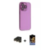 ieg™ iPhone 14 Pro Kılıf Siluet Minimal Özel Seri - Siyah Buffer Hayalet Cam Ekran Koruyucu + Raze Metal Kamera Lens - GD