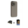ieg™ iPhone 14 Pro Kılıf Siluet Minimal Özel Seri - Siyah Buffer Hayalet Cam Ekran Koruyucu + Raze Metal Kamera Lens - GD