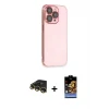 ieg™ iPhone 14 Pro Kılıf Siluet Minimal Özel Seri - Siyah Buffer Hayalet Cam Ekran Koruyucu + Raze Metal Kamera Lens - GD