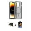 ieg™ iPhone 14 Pro Kılıf Siluet Minimal Prime - Siyah Buffer Hayalet Cam Ekran Koruyucu + Raze Metal Kamera Lens - GD