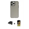 ieg™ iPhone 14 Pro Max Kılıf Ahenk Çizgi Prime - Siyah Buffer Cam Ekran Koruyucu + Raze Metal Kamera Lens - GS