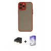ieg™ iPhone 14 Pro Max Kılıf Ahenk Çizgi Serisi - Siyah Bilvis 5in1 3D Magic Cam Ekran Koruyucu + Raze Metal Kamera Lens - GD