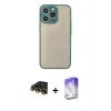 ieg™ iPhone 14 Pro Max Kılıf Ahenk Çizgi Serisi - Siyah Bilvis 5in1 3D Magic Cam Ekran Koruyucu + Raze Metal Kamera Lens - GD