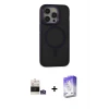 ieg™ iPhone 14 Pro Max Kılıf Ahenk Form Serisi - Siyah Bilvis 5in1 3D Magic Cam Ekran Koruyucu + Bilvis Titan Kamera Lens - GS