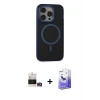 ieg™ iPhone 14 Pro Max Kılıf Ahenk Form Serisi - Siyah Bilvis 5in1 5D Magic Hayalet Cam Ekran Koruyucu + Bilvis Titan Kamera Lens - GD