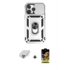 ieg™ iPhone 14 Pro Max Kılıf Ahenk Klasik - Siyah Buffer Cam Ekran Koruyucu + Band Metal Kamera Lens - GS