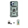 ieg™ iPhone 14 Pro Max Kılıf Ahenk Klasik - Siyah Polymer Nano Ekran Koruyucu + Bilvis Titan Kamera Lens - GS