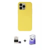 ieg™ iPhone 14 Pro Max Kılıf Ahenk Serisi - Siyah Bilvis 5in1 5D Magic Hayalet Cam Ekran Koruyucu + Bilvis Titan Kamera Lens - GD
