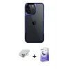 ieg™ iPhone 14 Pro Max Kılıf Akış Çizgi Koleksiyonu - Siyah Bilvis 5in1 5D Magic Hayalet Cam Ekran Koruyucu + Band Metal Kamera Lens - GD