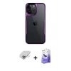 ieg™ iPhone 14 Pro Max Kılıf Akış Çizgi Koleksiyonu - Siyah Bilvis 5in1 5D Magic Hayalet Cam Ekran Koruyucu + Band Metal Kamera Lens - GD