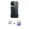 ieg™ iPhone 14 Pro Max Kılıf Akış Çizgi Koleksiyonu - Siyah Bilvis 5in1 5D Magic Hayalet Cam Ekran Koruyucu + Band Metal Kamera Lens - GD