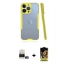 ieg™ iPhone 14 Pro Max Kılıf Atlas Asil Serisi - Siyah Buffer Cam Ekran Koruyucu + Bilvis Titan Kamera Lens - GS