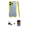 ieg™ iPhone 14 Pro Max Kılıf Atlas Asil Serisi - Siyah Buffer Hayalet Cam Ekran Koruyucu + Bilvis Titan Kamera Lens - GD