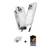 ieg™ iPhone 14 Pro Max Kılıf Atlas Doku Koleksiyonu - Siyah Buffer Hayalet Cam Ekran Koruyucu + Band Metal Kamera Lens - GS