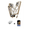ieg™ iPhone 14 Pro Max Kılıf Atlas Doku Koleksiyonu - Siyah Buffer Hayalet Cam Ekran Koruyucu + Band Metal Kamera Lens - GS